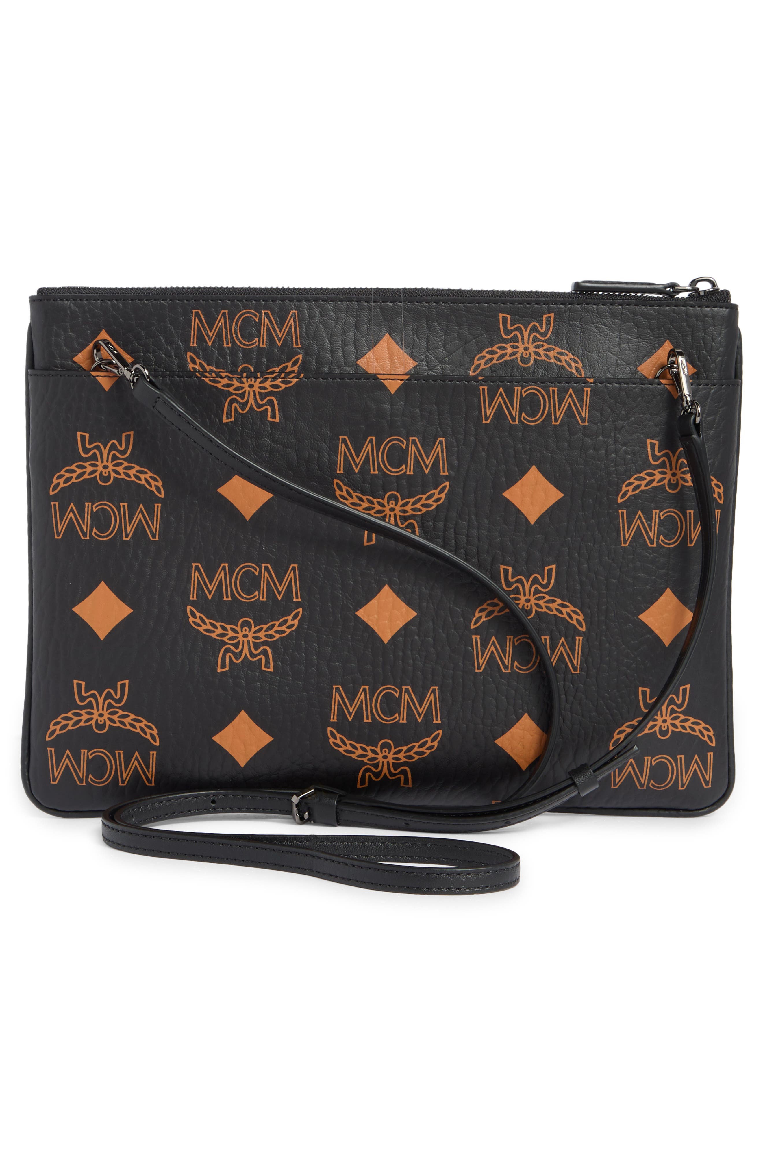 MCM Aren Wristlet Zip Pouch, Alternate, color, 