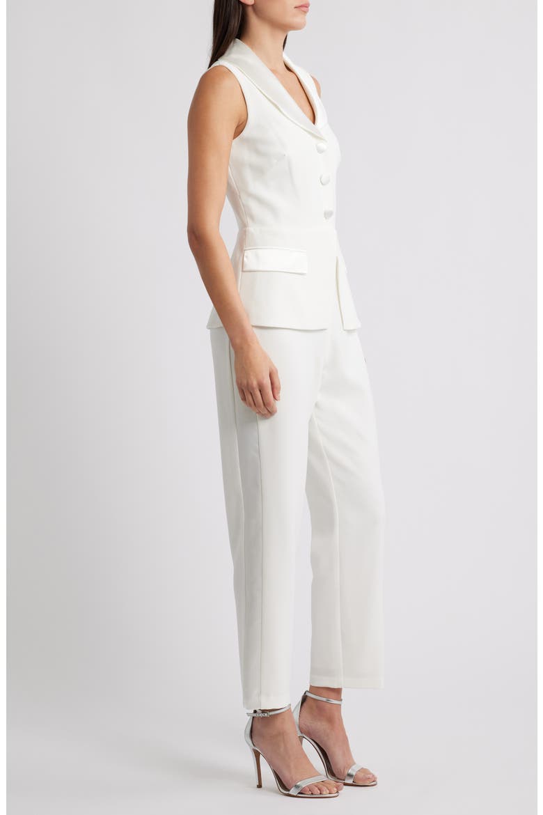 Sleeveless Peplum Waistcoat Jumpsuit, Alternate, color, IVORY