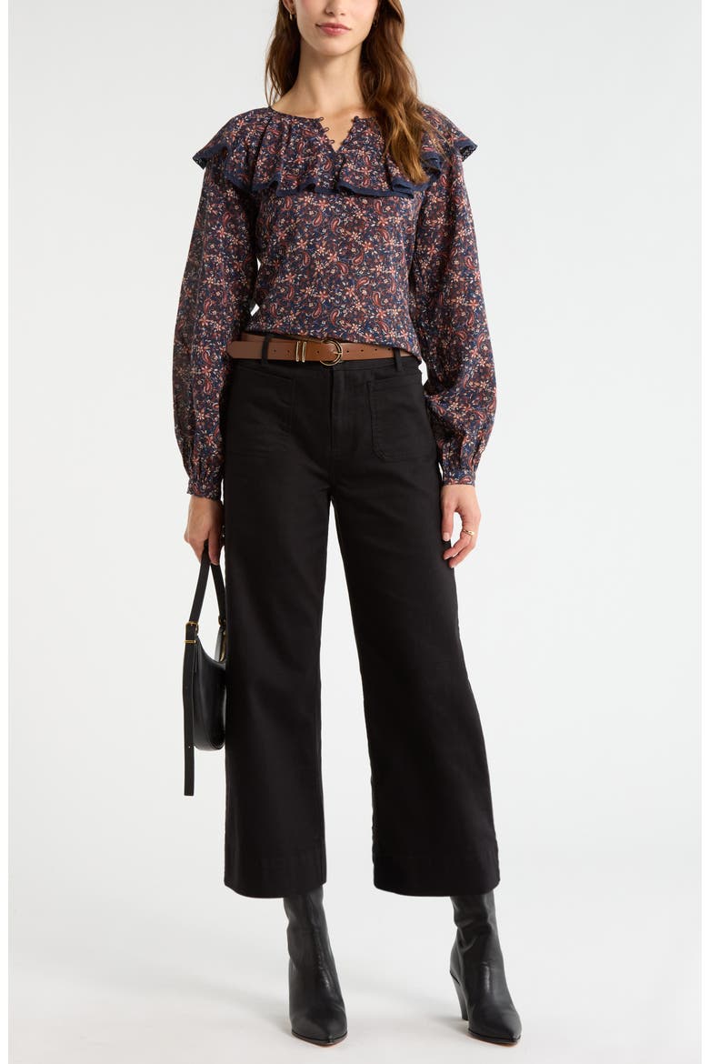 Patch Pocket Crop Wide Leg Pants, Alternate, color, BLACK