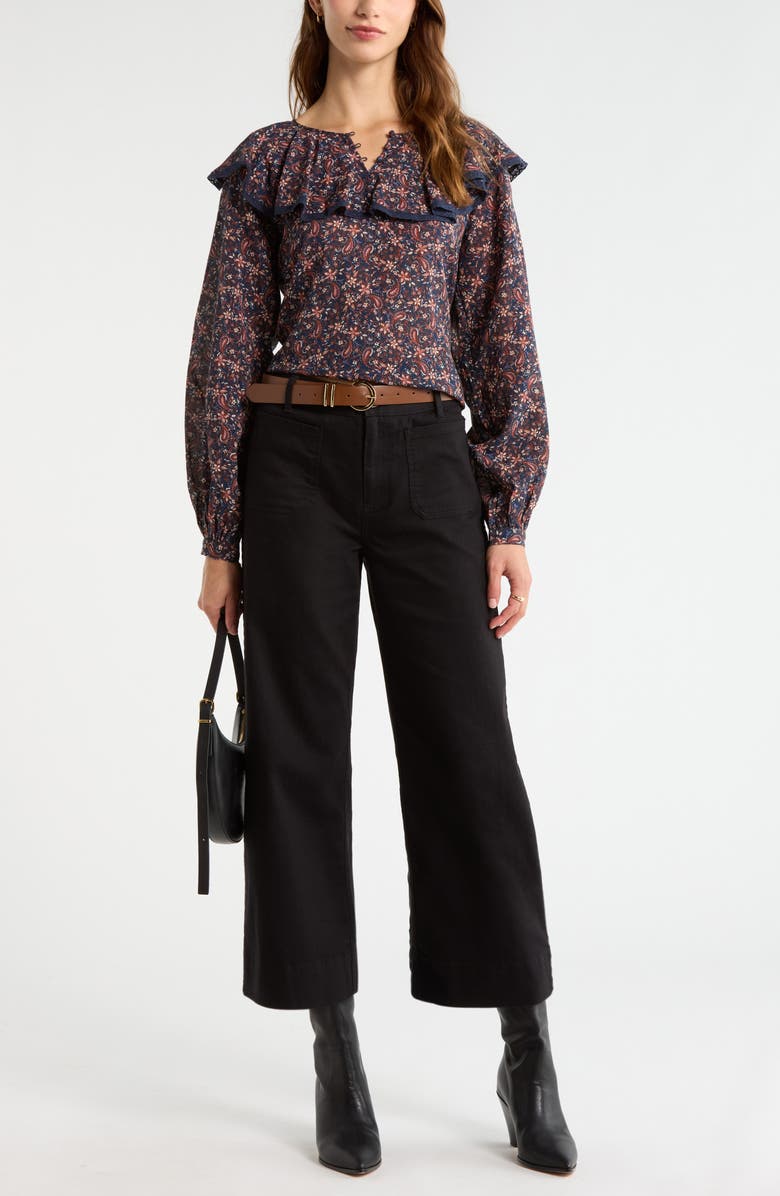 Treasure & Bond Patch Pocket Crop Wide Leg Pants, Alternate, color, Black