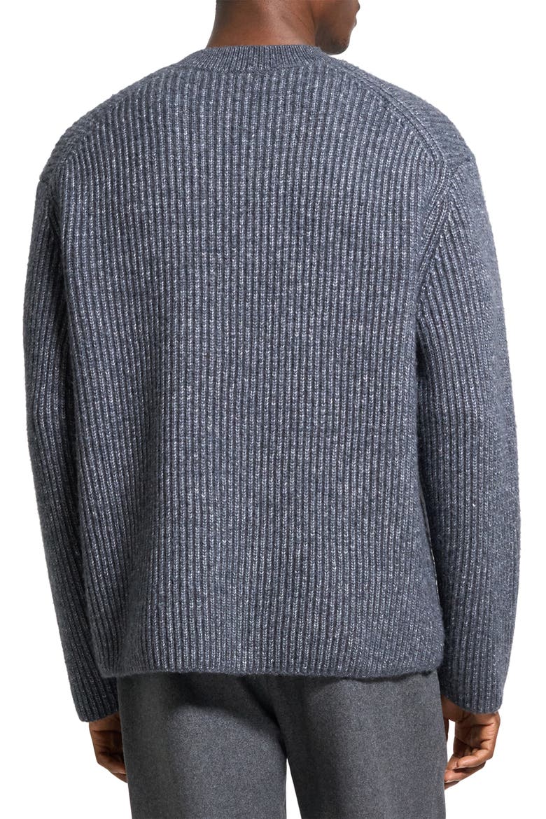 Oversize Ribbed Wool & Cotton Crewneck Sweater, Alternate, color, GREY MELANGE