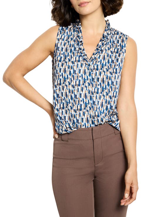 Brushstrokes Ruffle Sleeveless Top