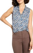 NIC+ZOE Brushstrokes Ruffle Sleeveless Top