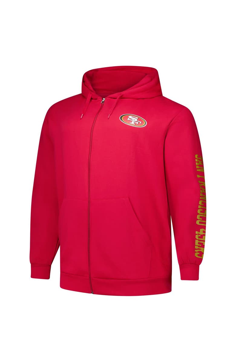 FANATICS Men's Fanatics  Scarlet San Francisco 49ers Big & Tall Sleeve Hit Full-Zip Hoodie, Alternate, color, Scarlet