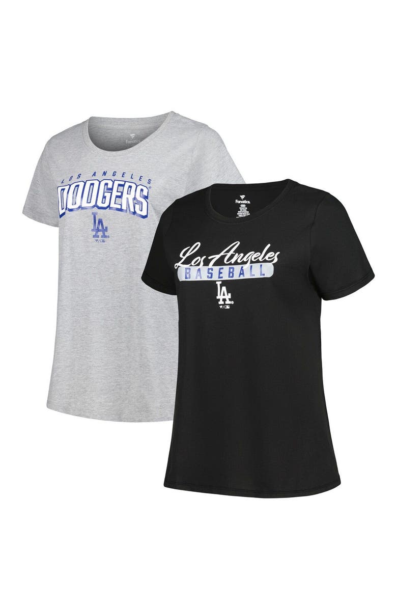 PROFILE Women's Profile Black/Heather Gray Los Angeles Dodgers Plus Size T-Shirt Combo Pack, Main, color, Black