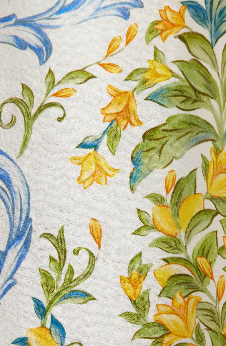 FARM Rio Sicily Floral Linen Blend Cover-Up Minidress, Alternate, color, 