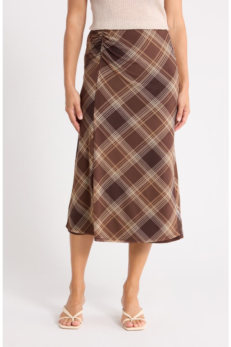 On the Way Printed Midi Skirt, Main, color, LISETTE BROWN PLAID