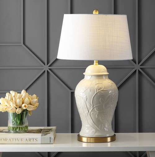 Jonathan Y Naiyou 29.5" Ceramic Classic Traditional Led Lamp Table Lamp, Cream In Cream