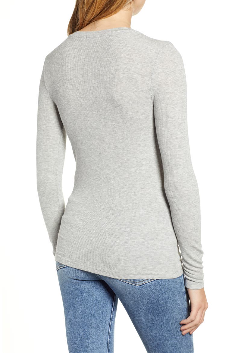 Valley Rib V-Neck Tee, Alternate, color, HEATHER GREY