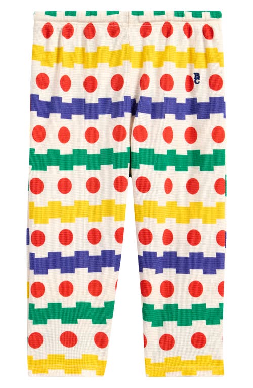 Bobo Choses Geometric Print Organic Cotton Waffle Knit Pants In White Multicolor