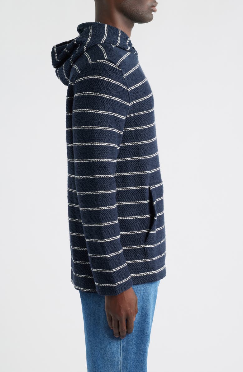 Faherty Whitewater Stripe Organic Cotton Blend Hoodie, Alternate, color, Navy Point Stripe