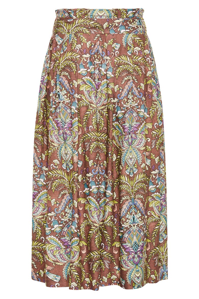 Sable Tie Waist Maxi Skirt, Alternate, color, BROWN PRINT