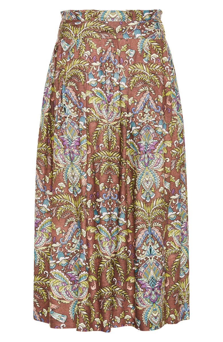 City Chic Sable Tie Waist Maxi Skirt, Alternate, color, Brown Print