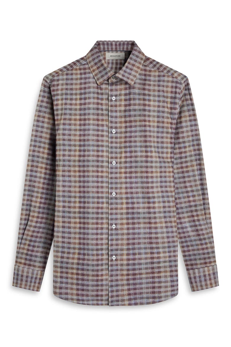 Julian Shaped Fit Check Cotton Button-Up Shirt, Alternate, color, MAHOGANY