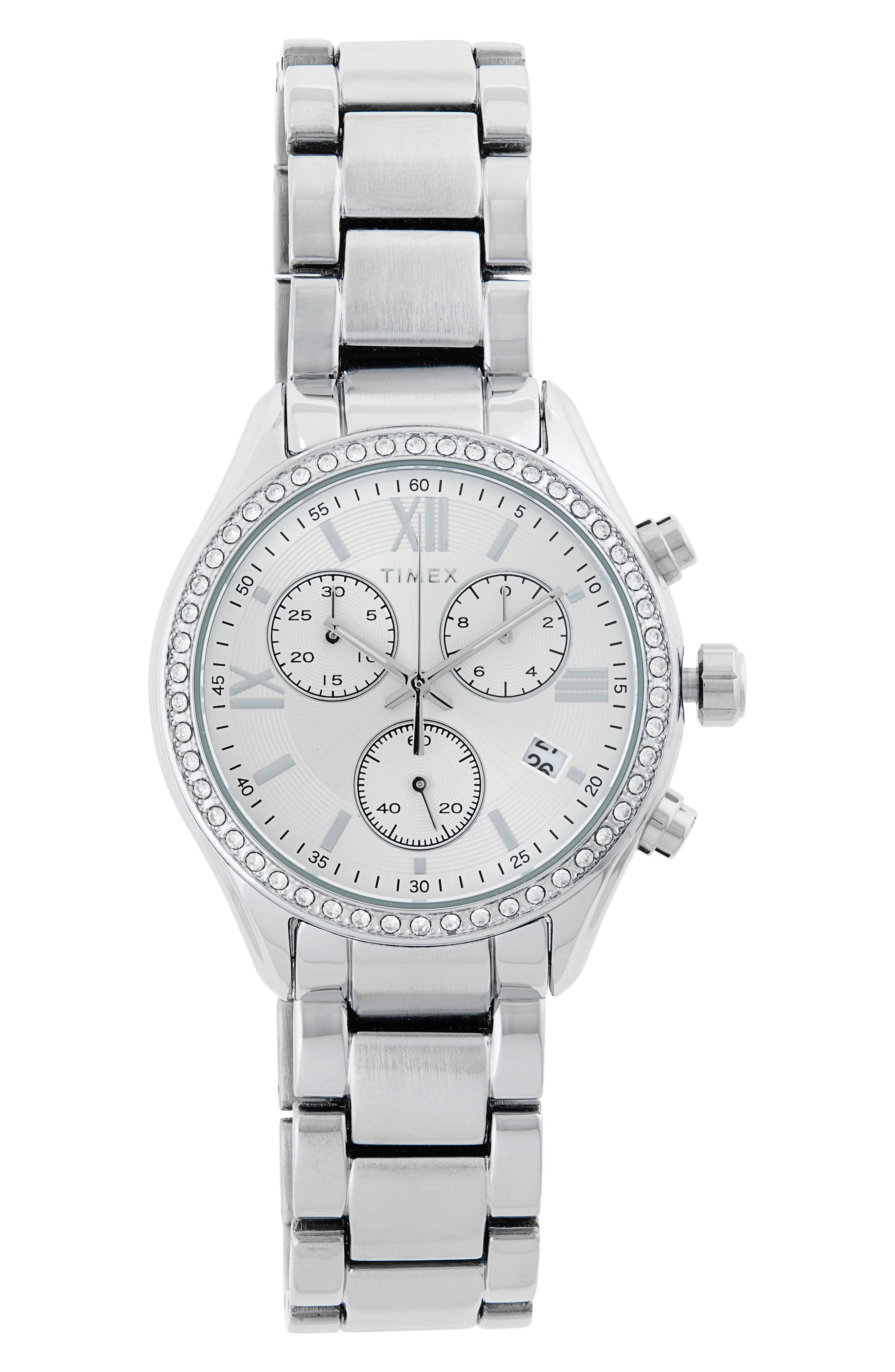 Timex® Chronograph Stainless Steel Bracelet Watch, 38mm