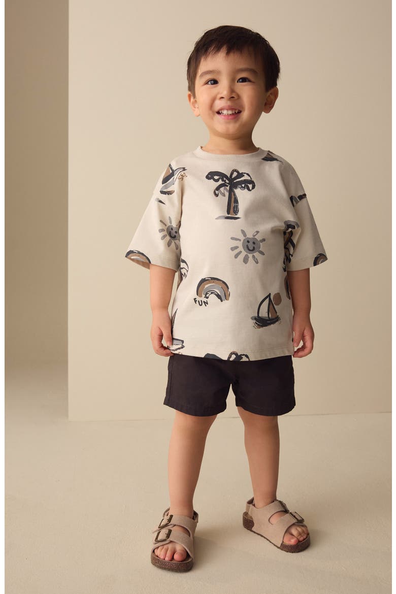 Kids' Beach Print Cotton T-Shirt, Alternate, color, NEUTRAL