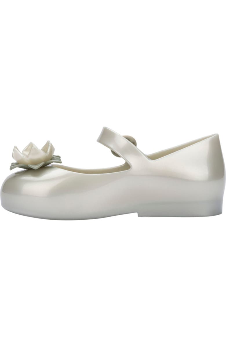 Mini Melissa Mini Sweet Love Disney Princess Mary Jane Flat, Alternate, color, Metallic White/ Green