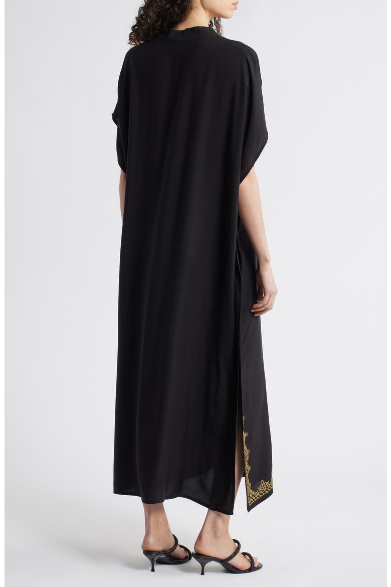 Evelina Embroidered Caftan, Alternate, color, BLACK