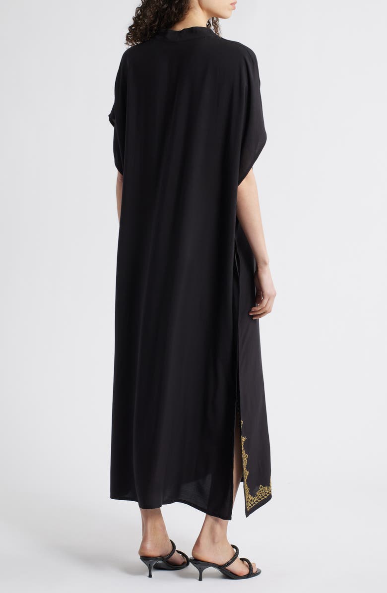 NIKKI LUND Evelina Embroidered Caftan, Alternate, color, Black