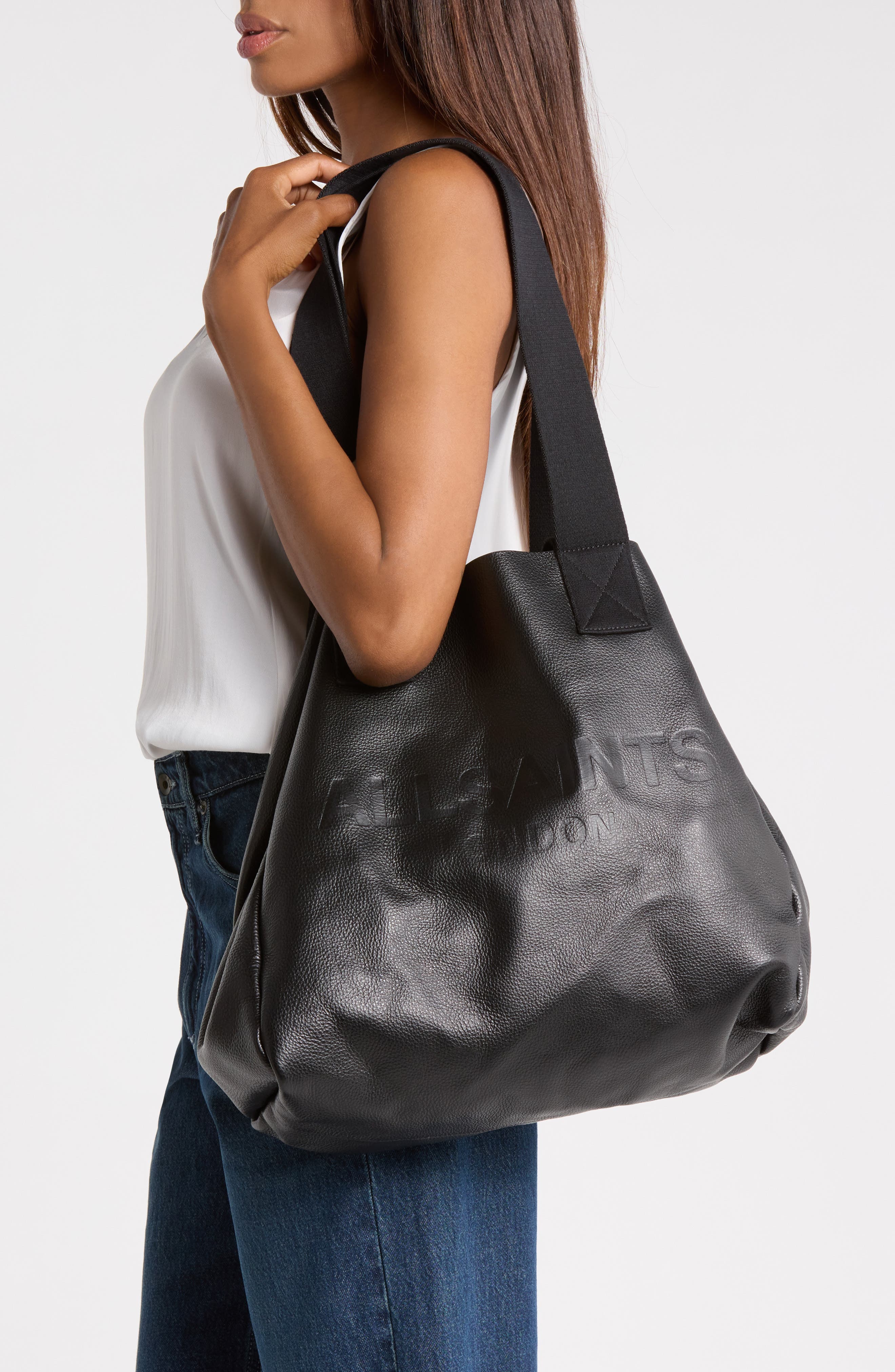Izzy Leather Tote, Alternate, color, BLACK