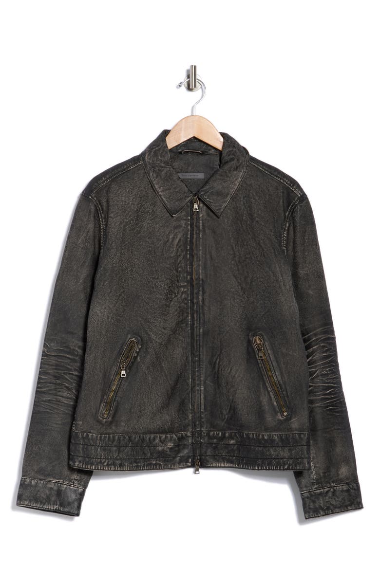 John Varvatos Asher Heritage Leather Jacket, Alternate, color, Grey