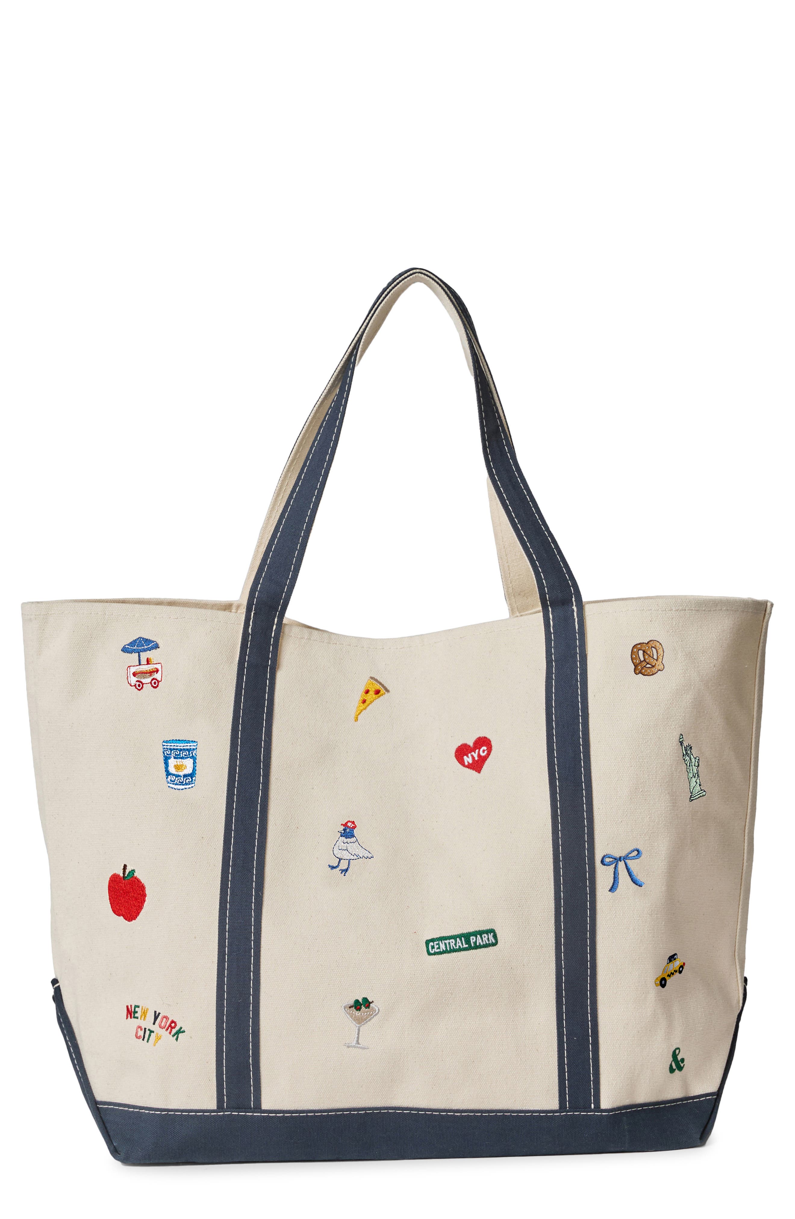Alice & Wonder New York Icon Canvas Tote, Main, color, Natural / Colorful Icons