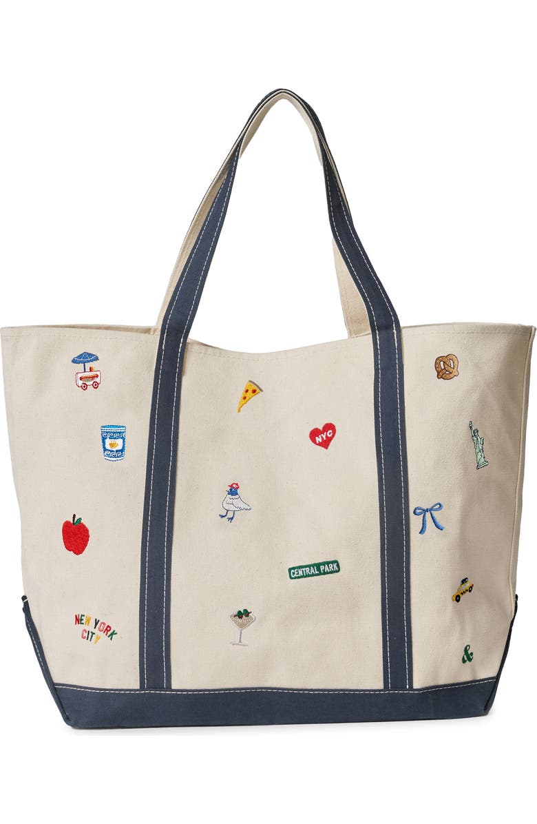 Alice & Wonder New York Icon Canvas Tote, Main, color, Natural / Colorful Icons