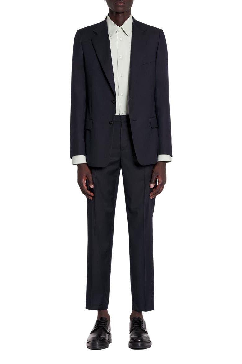Single-Breasted Flap Pockets Jacket, Main, color, NAVY BLUE