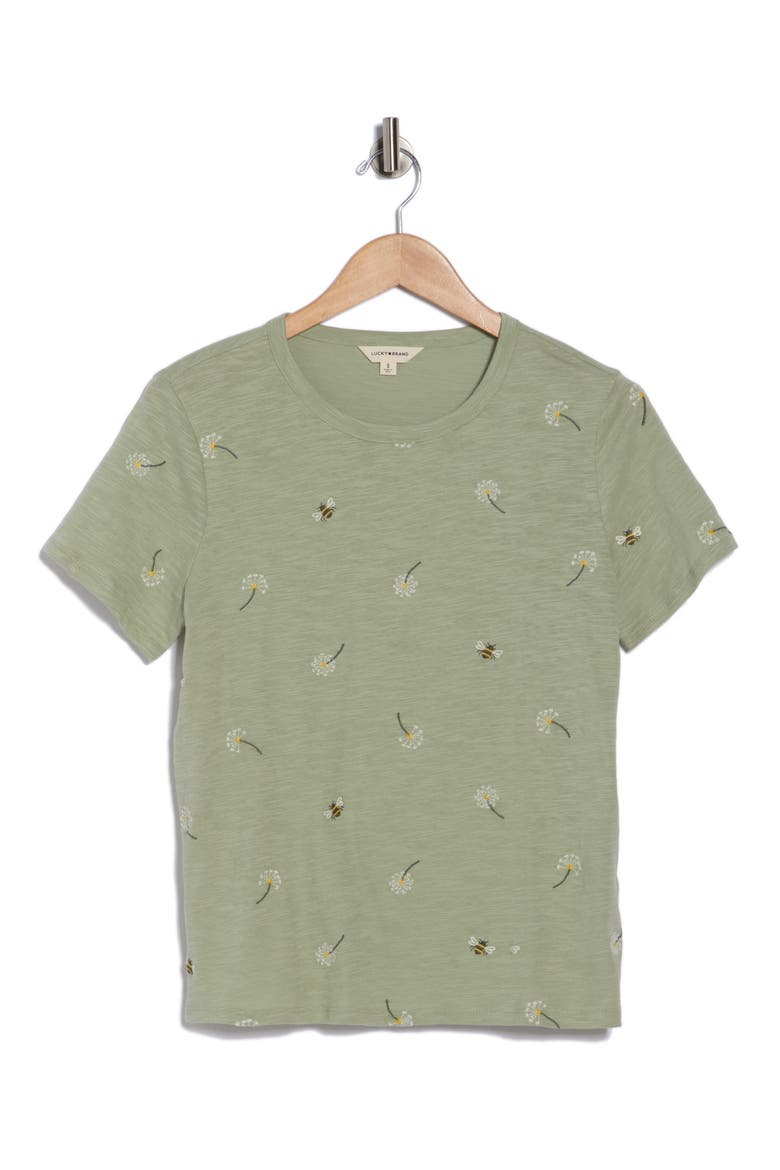 Embroidered Cotton T-Shirt, Alternate, color, GREEN MULTI