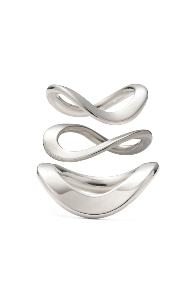Lady Grey Raia Set of 3 Stacking Rings, Main, color, Silver