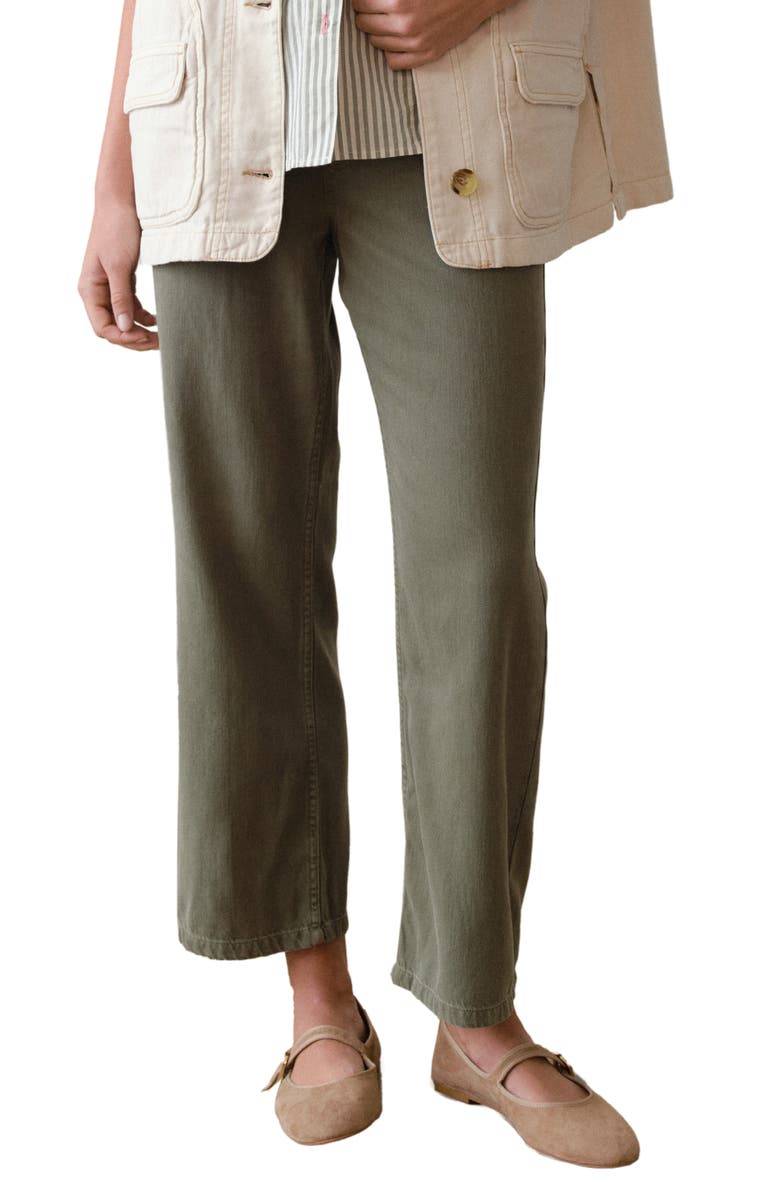 Marine Layer Ella Straight Leg Drawstring Pants, Main, color, Olive