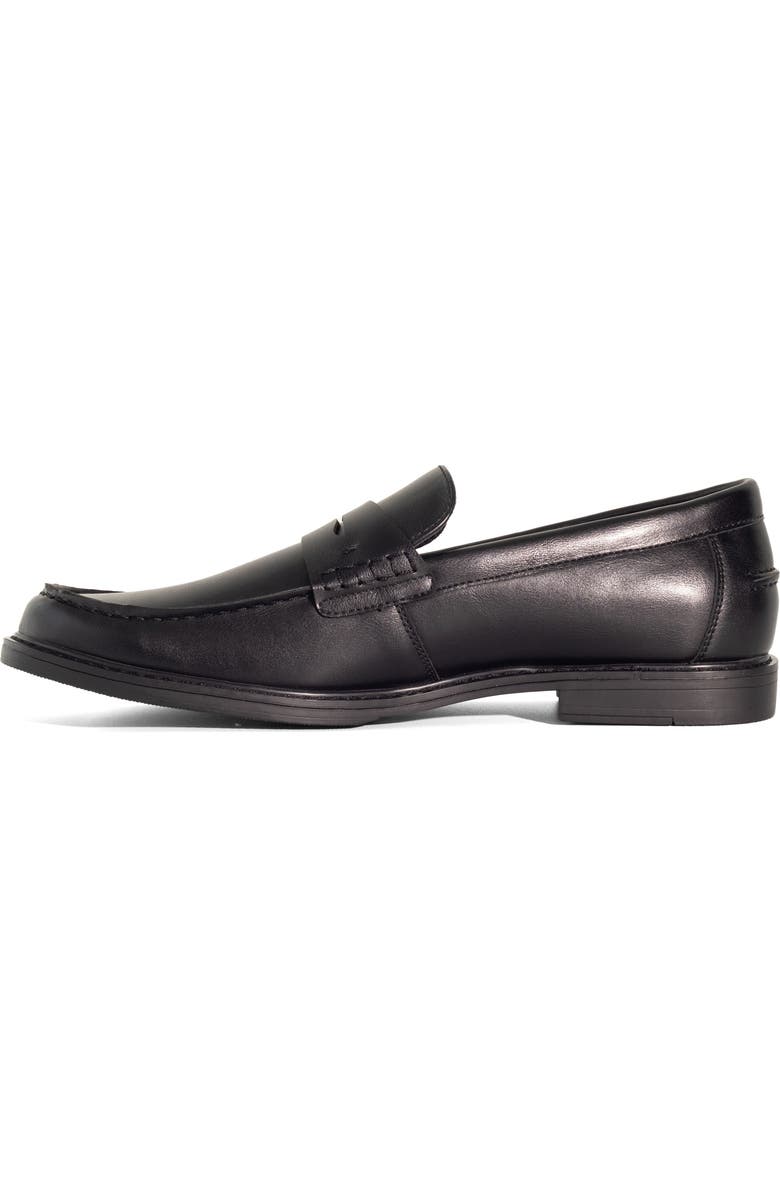 Uncut HUTCH moc toe stitching Penny Loafer, Alternate, color, Black Smooth Pu