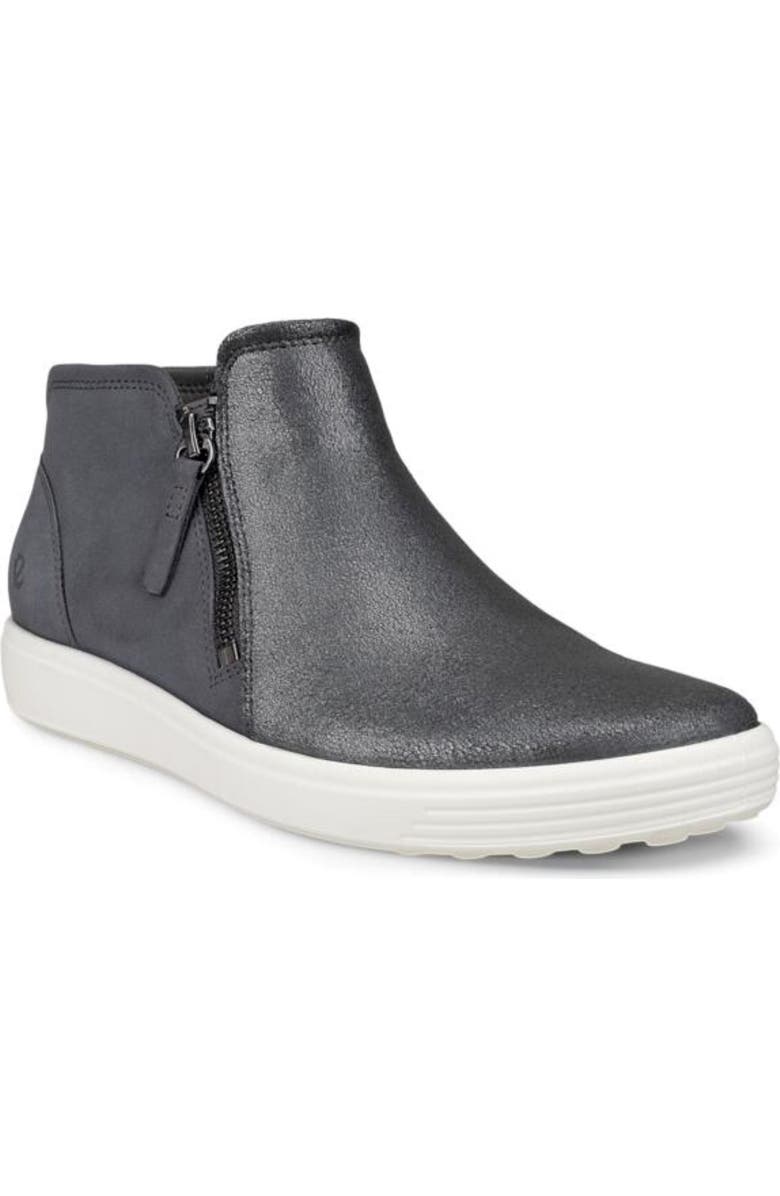 ECCO Soft 7 Mid Top Zip Sneaker, Main, color, Silver Heavy/ Magnet