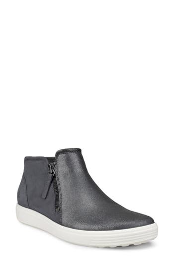 Ecco Soft 7 Mid Top Zip Sneaker In Gray