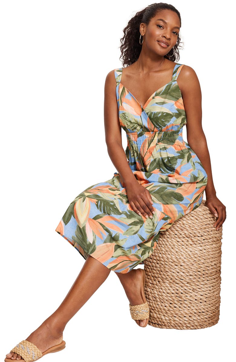 Tommy Bahama Beach Blooms Sleeveless Midi Dress, Alternate, color, Grape Pools