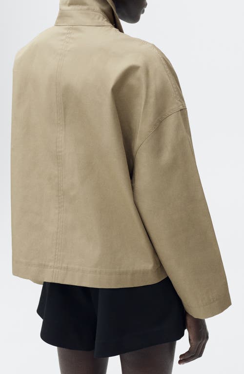 Mango Straight Cotton Jacket With Buttons Khaki In Khaki