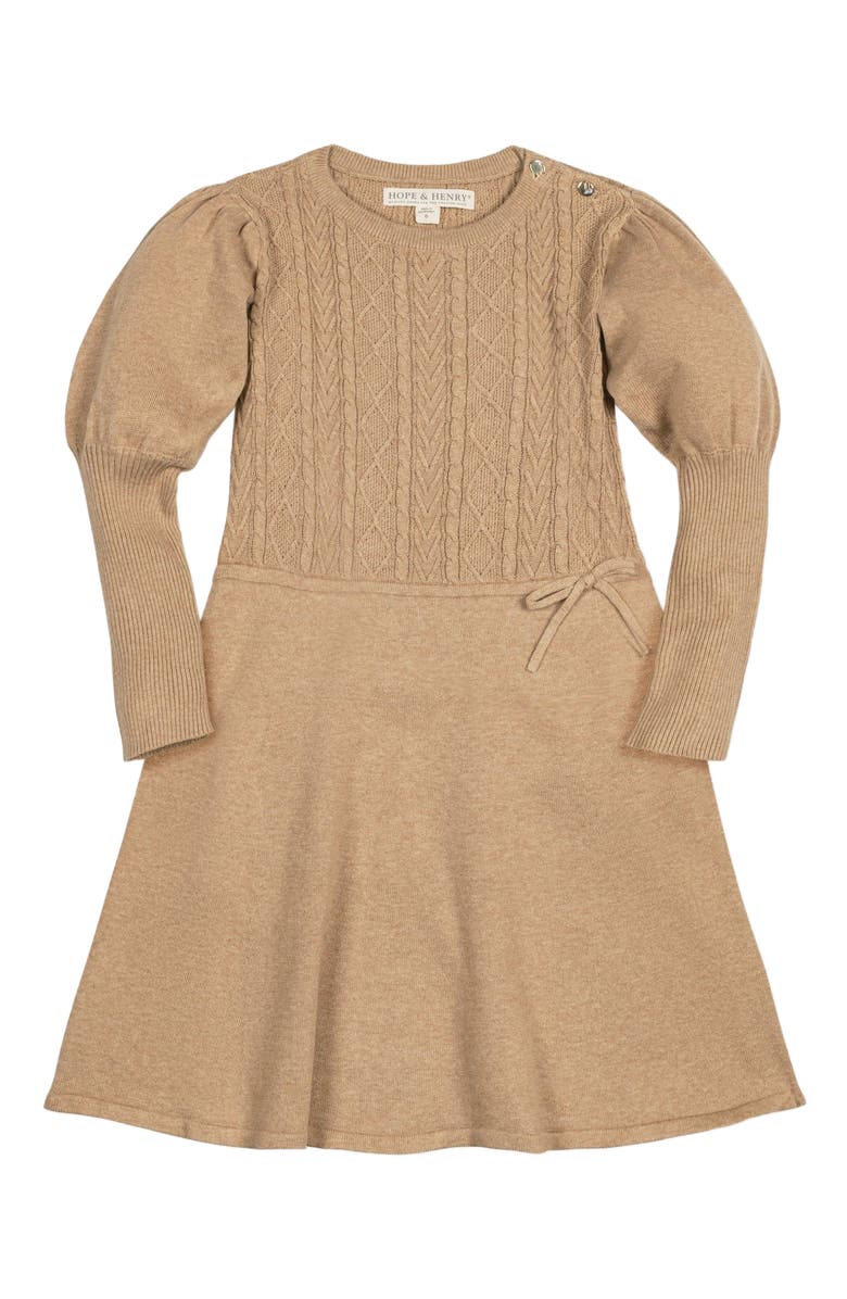 Hope & Henry Girls' Organic Cable Bodice Sweater Dress, Kids, Main, color, 