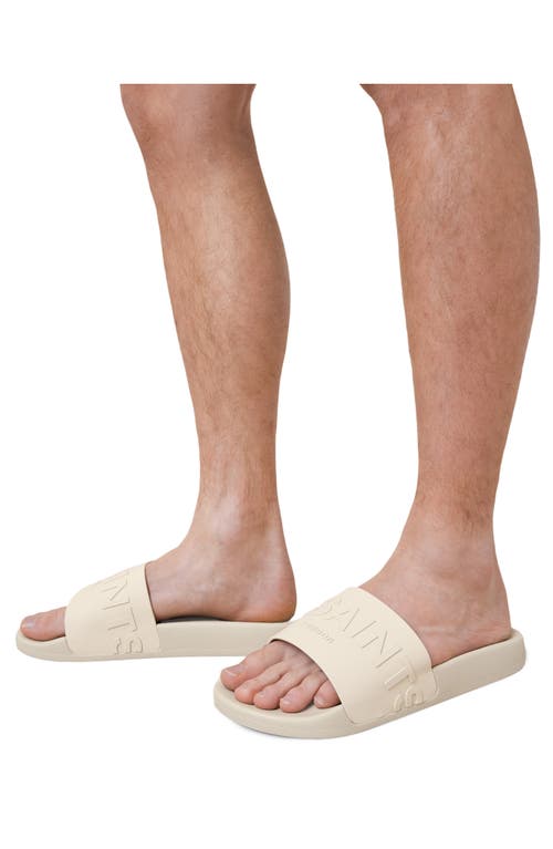Allsaints Biggy Slip On Logo Slides In Chalk White