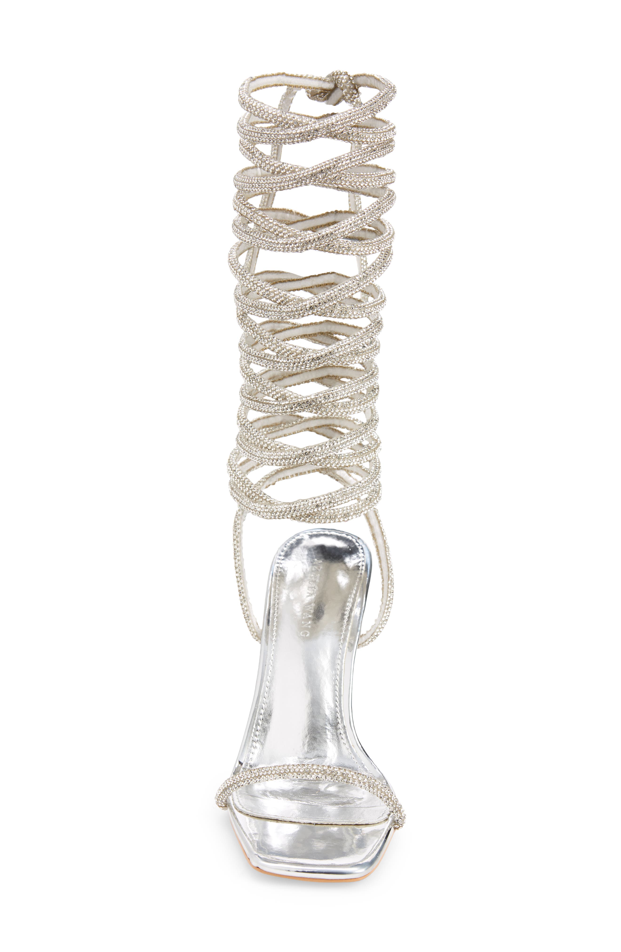 AZALEA WANG Mia Crystal Embellished Wrap Sandal, Alternate, color, 