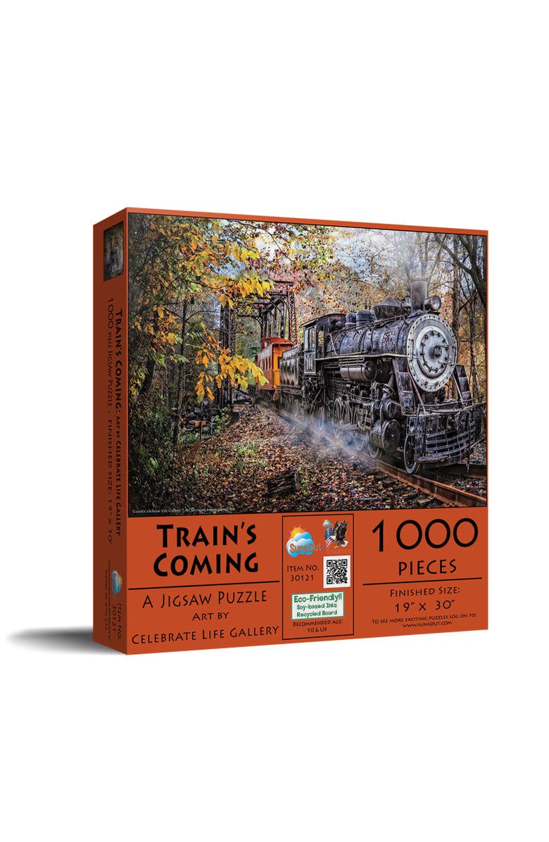 Sunsout Train's Coming 1000 piece Jigsaw Puzzle for Adults, Main, color, Multicolor