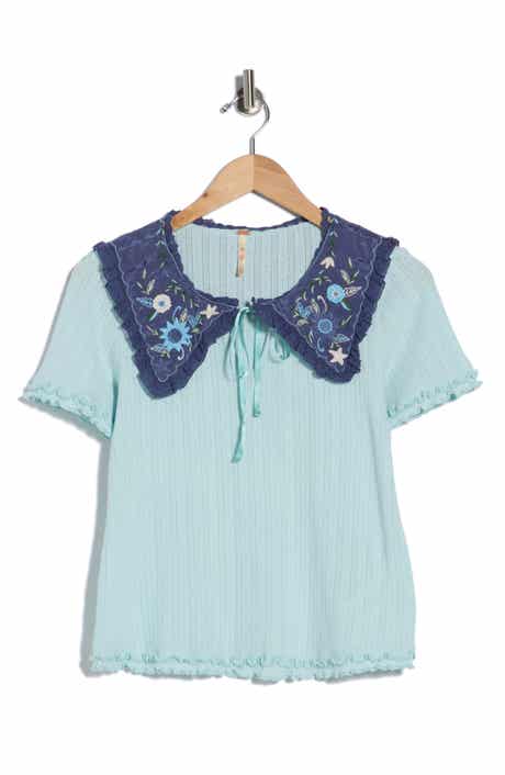 Free People Sol Collared Pointelle T-Shirt