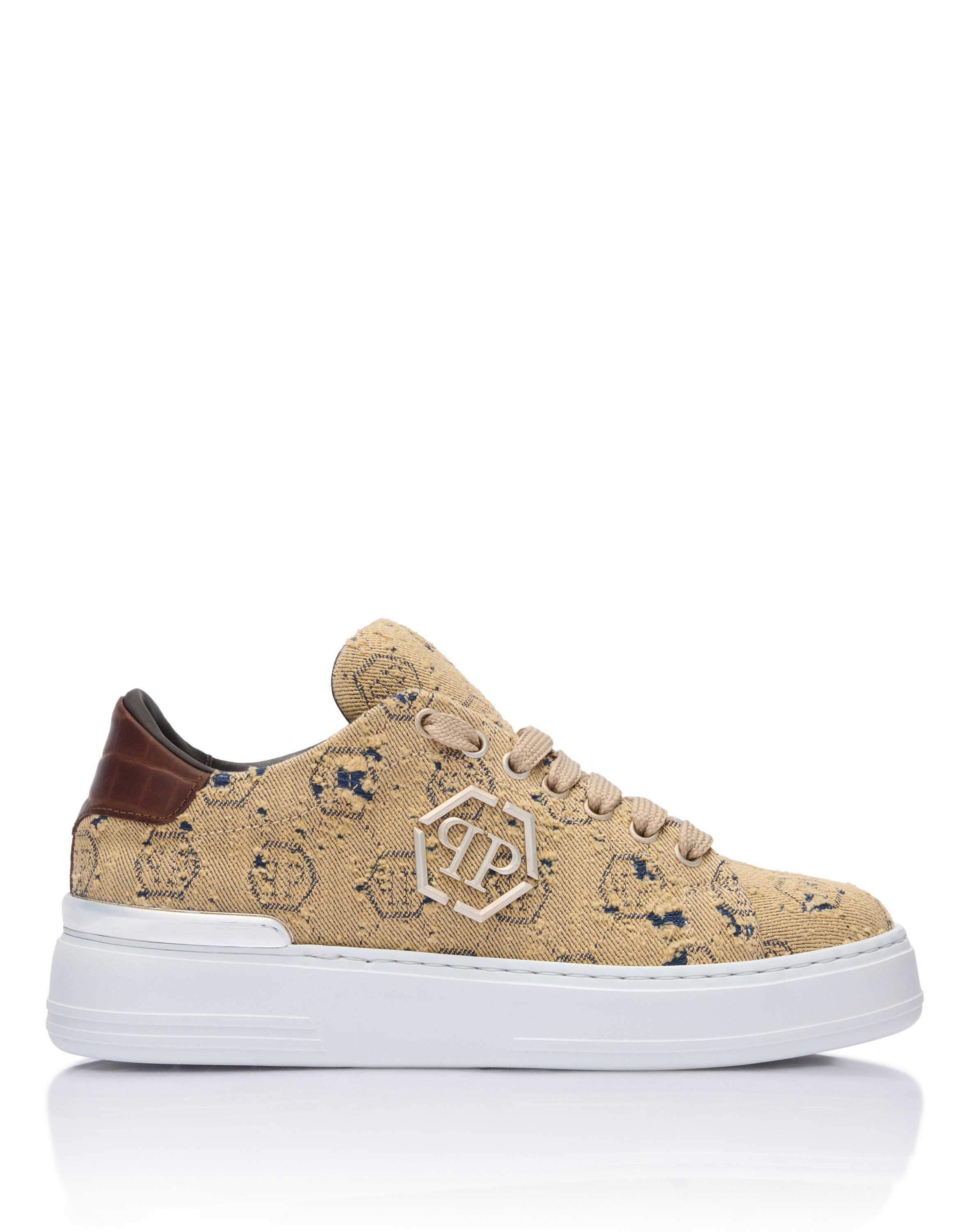 Low-Top Sneakers Jacquard Monogram Logo Unisex, Alternate, color, brown