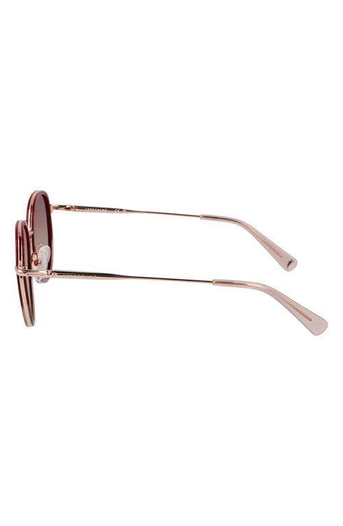 Longchamp Roseau 52mm Gradient Round Sunglasses In Rose Gold/gradient Burgundy