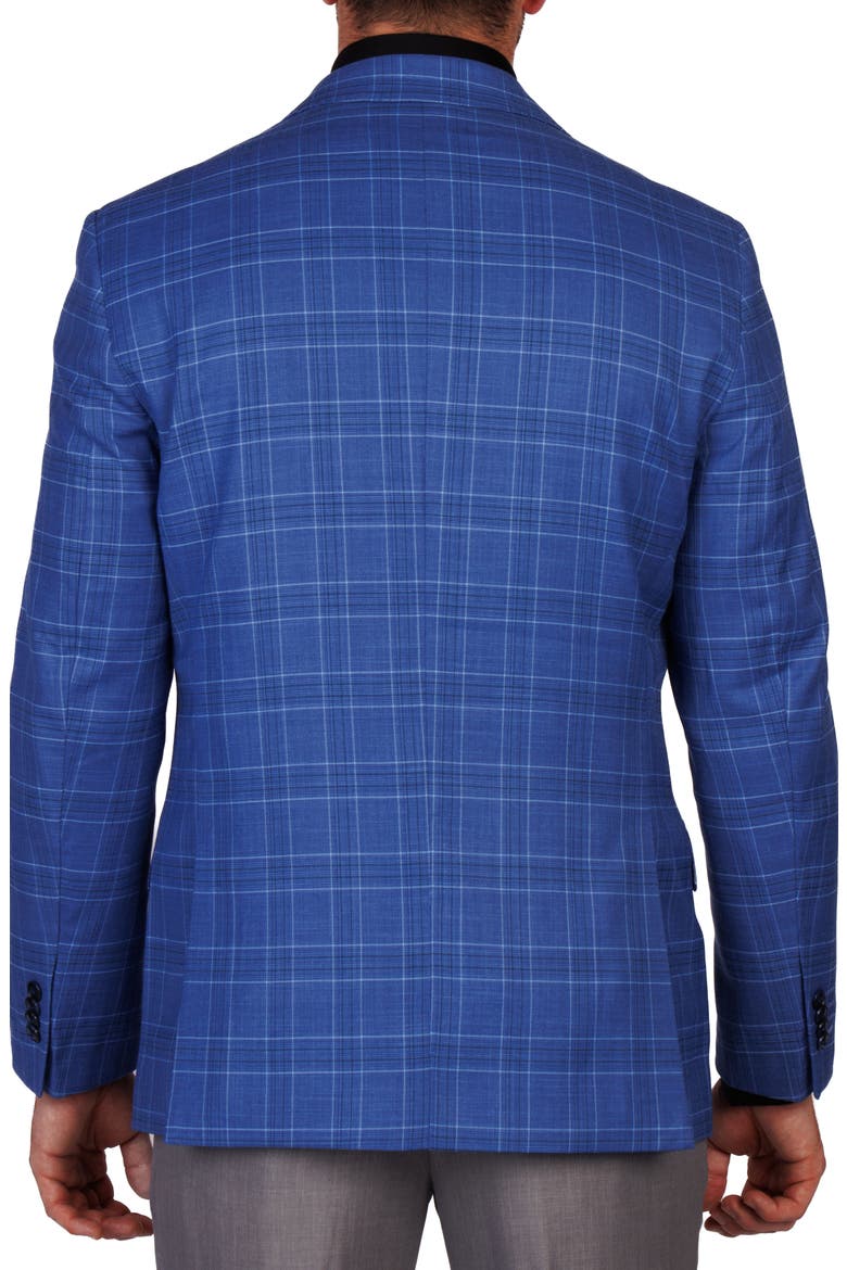 Modern Fit Textured Shadow Plaid Sport Coat, Alternate, color, NAVY