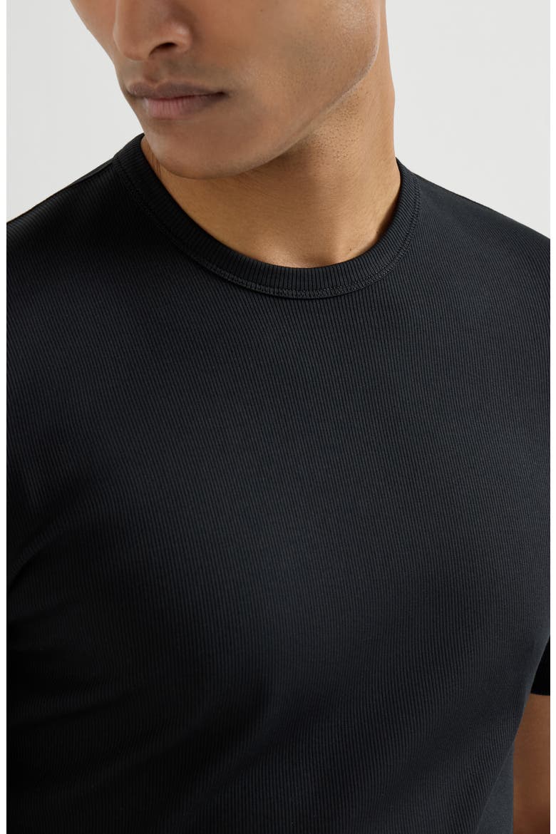 Ribbed jersey T-shirt, Alternate, color, Black