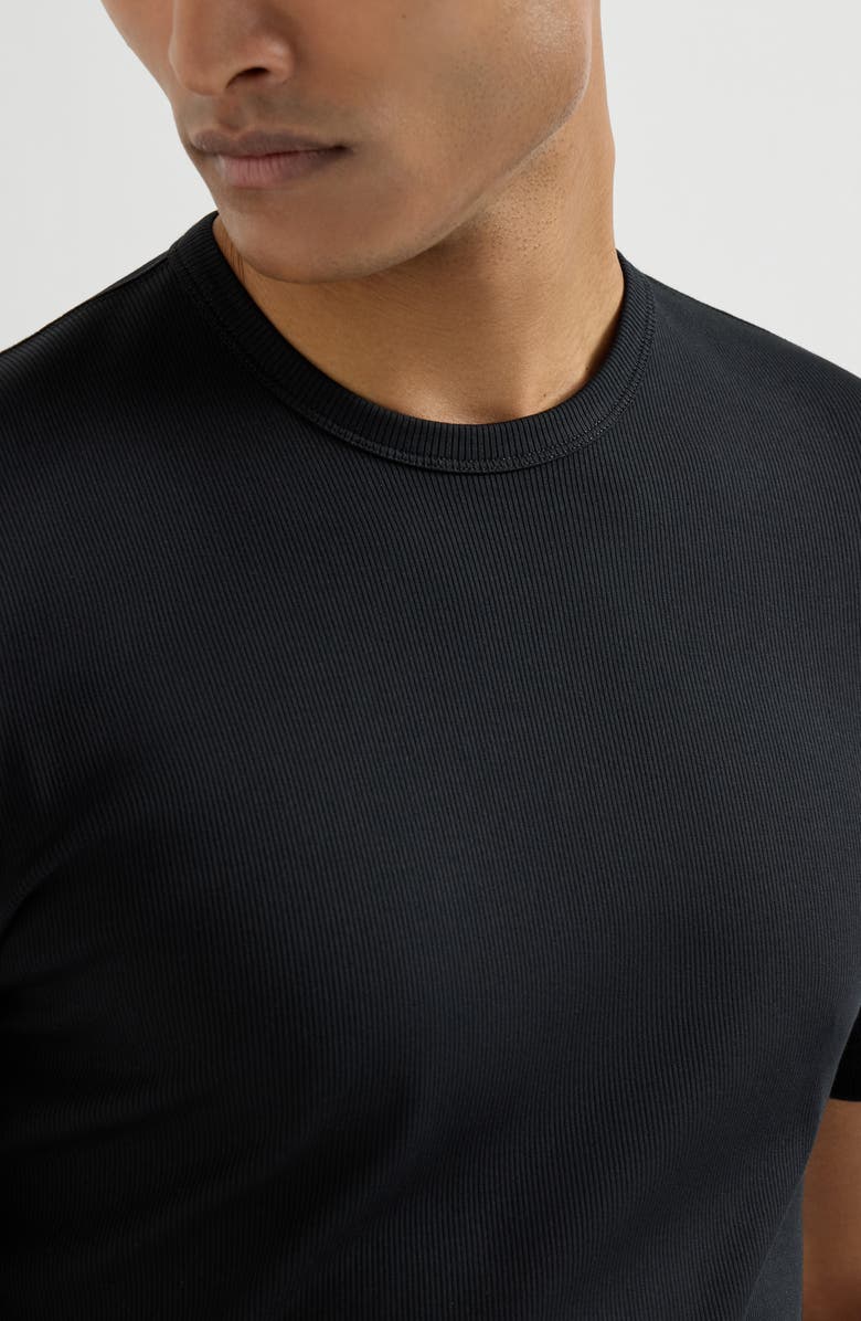 Brunello Cucinelli Ribbed jersey T-shirt, Alternate, color, Black