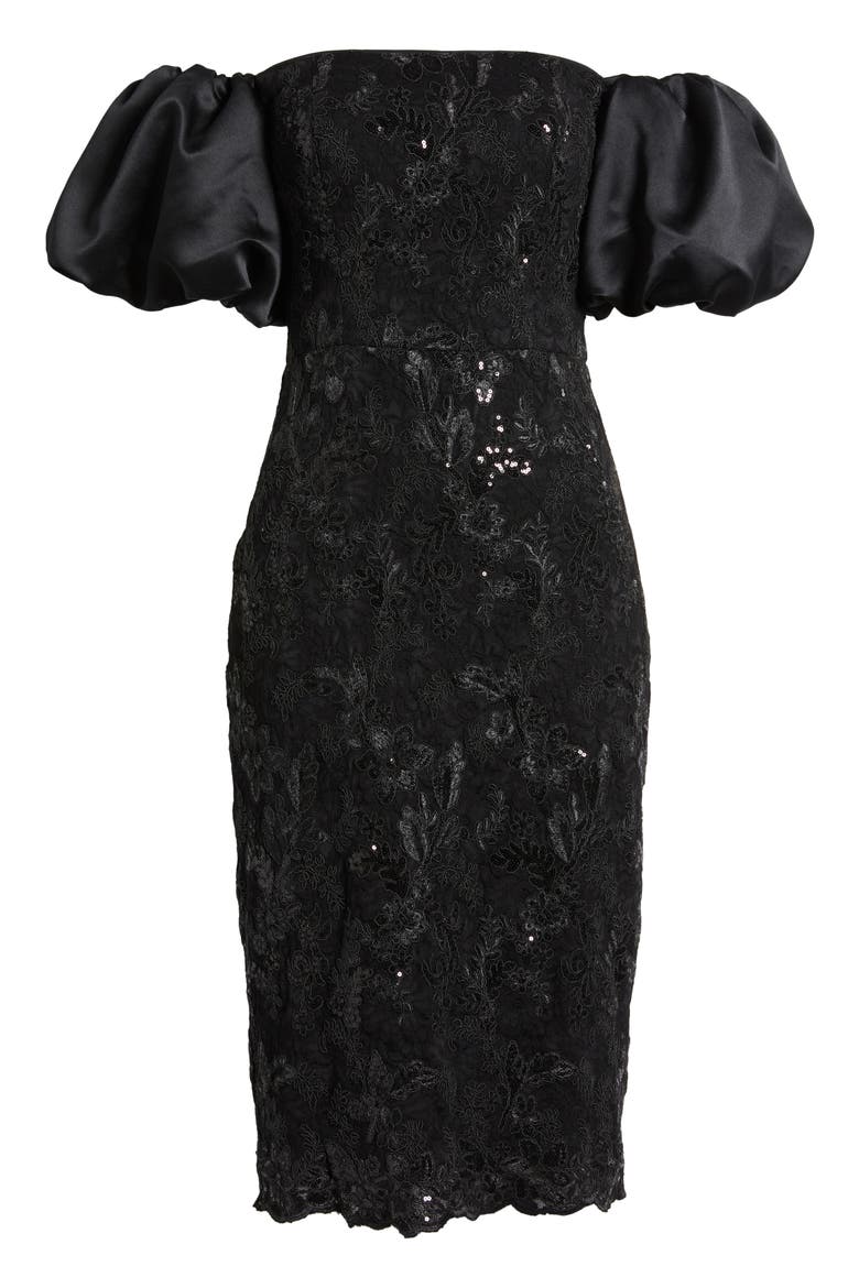Off the Shoulder Sequin Cocktail Dress, Alternate, color, BLACK