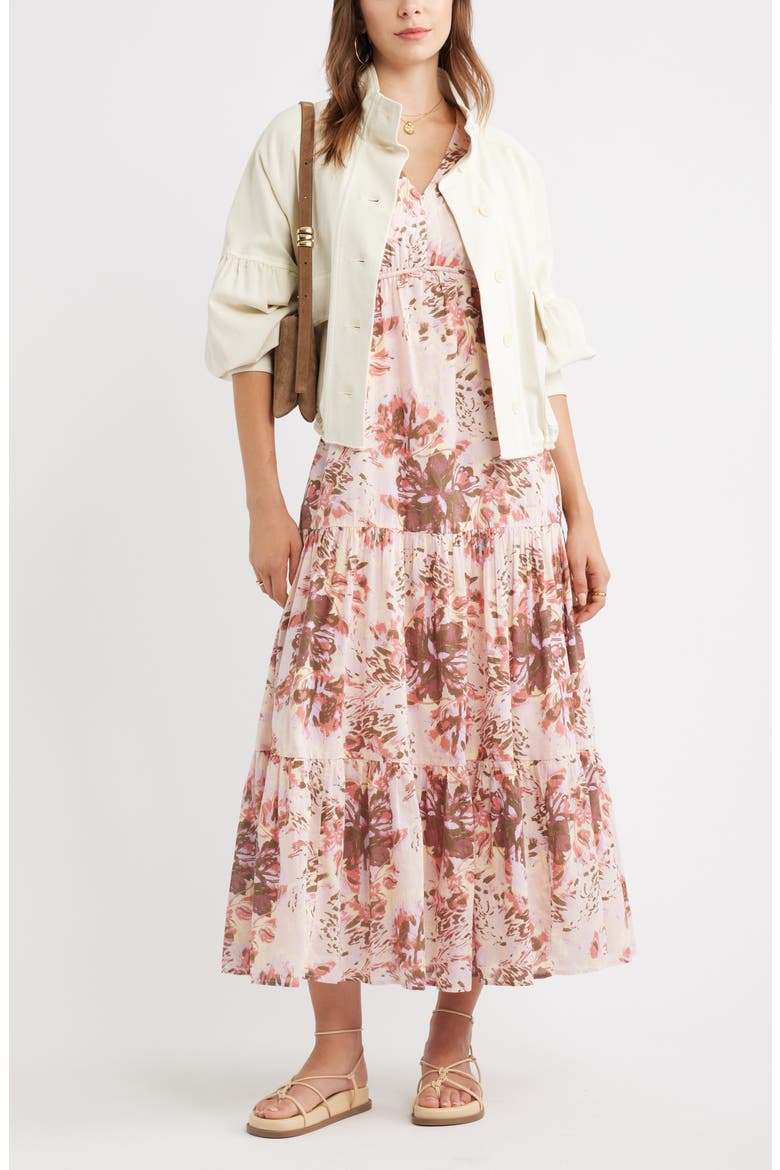 Floral Print Cotton Midi Dress, Alternate, color, PINK WHIMSY BLOOM