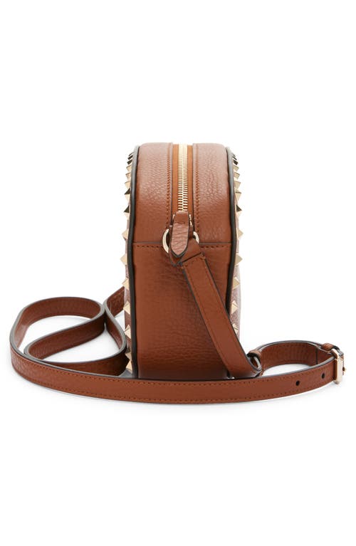 Valentino Rockstud Mini Grainy Leather Crossbody In Brown