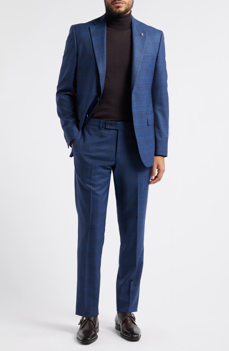 Jack Victor Esprit Blue Deco Plaid Wool Suit, Main, color,